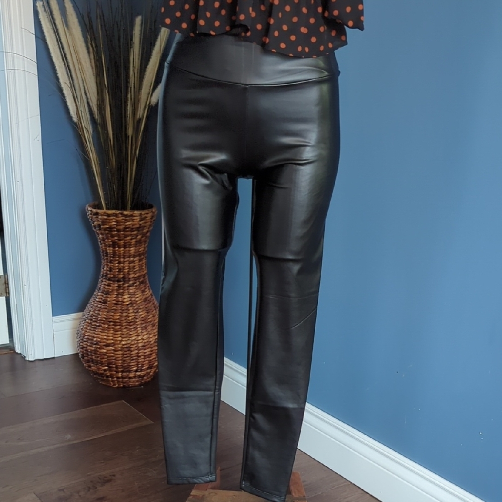 Streetwear Society Black Faux Leather Pants
